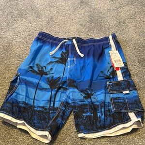Blue Palm Tree Swim Shorts